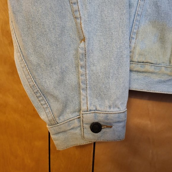 Vintage North West Blue Jean Jacket LARGE Button Down Light Faded Distressed F1 - Picture 3 of 8